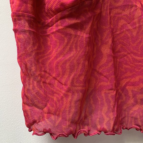 Urban Outfitters Pink Orange Mesh Button Up Top & Cropped Vest Size Large - Picture 8 of 16